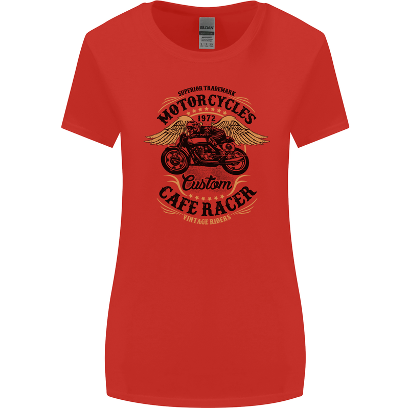 Biker Custom Cafe Racer Motorbike Womens Wider Cut T-Shirt Red