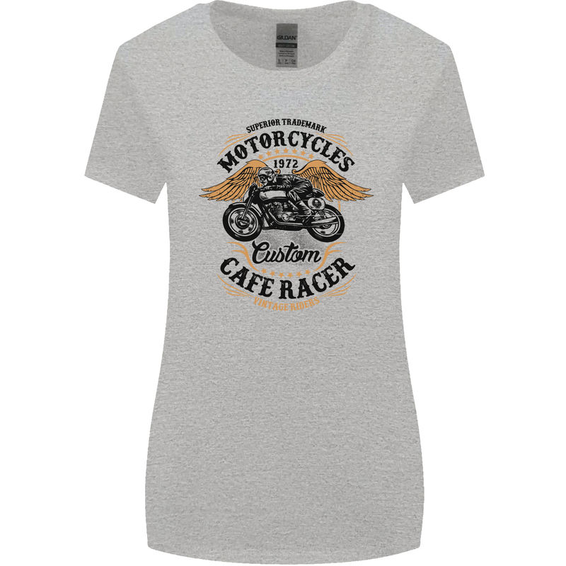 Biker Custom Cafe Racer Motorbike Womens Wider Cut T-Shirt Sports Grey