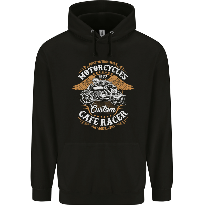 Biker Custom Cafe Racer Motorcycle Childrens Kids Hoodie Black