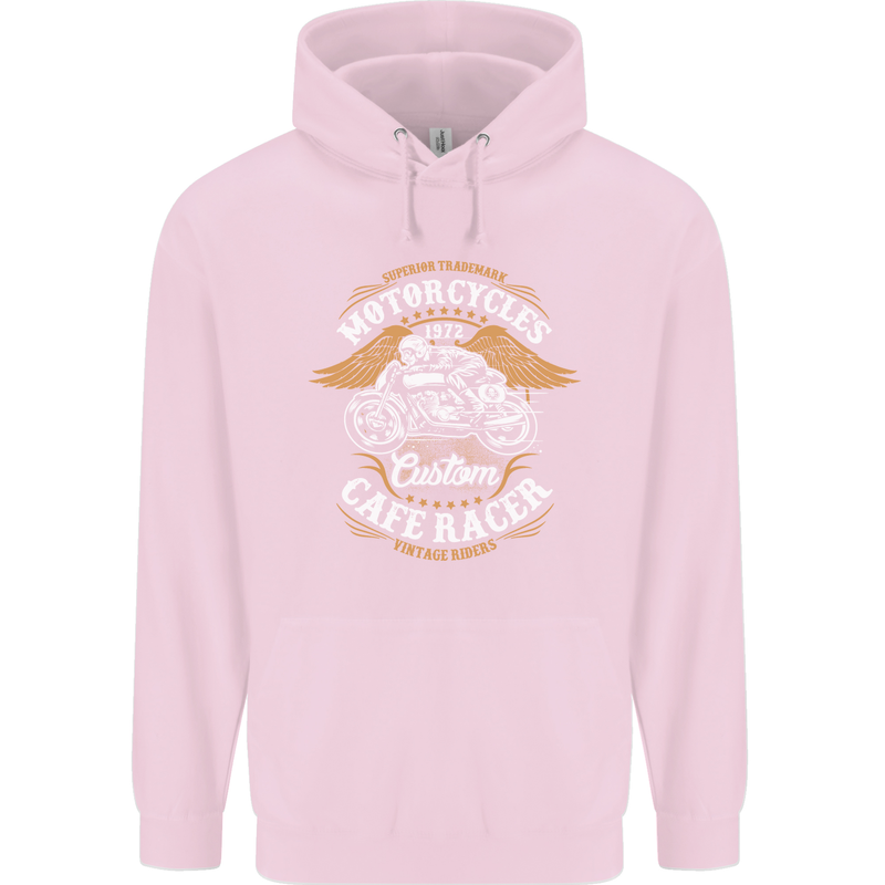 Biker Custom Cafe Racer Motorcycle Childrens Kids Hoodie Light Pink