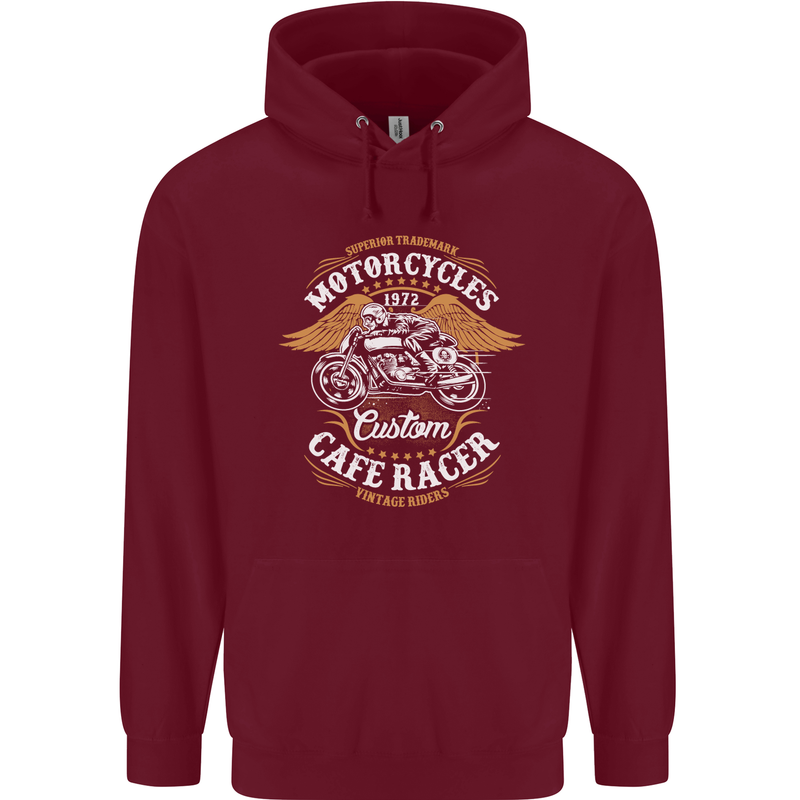 Biker Custom Cafe Racer Motorcycle Childrens Kids Hoodie Maroon