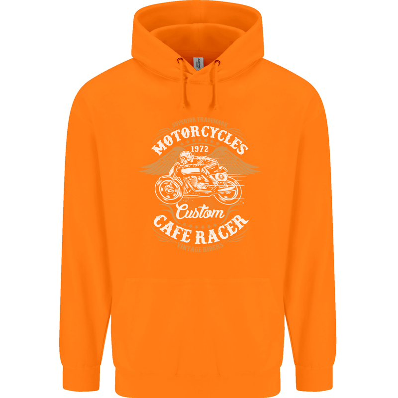 Biker Custom Cafe Racer Motorcycle Childrens Kids Hoodie Orange