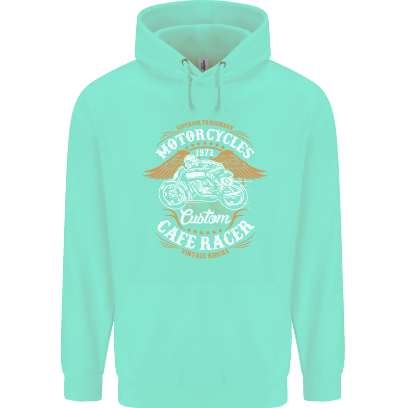 Biker Custom Cafe Racer Motorcycle Childrens Kids Hoodie Peppermint