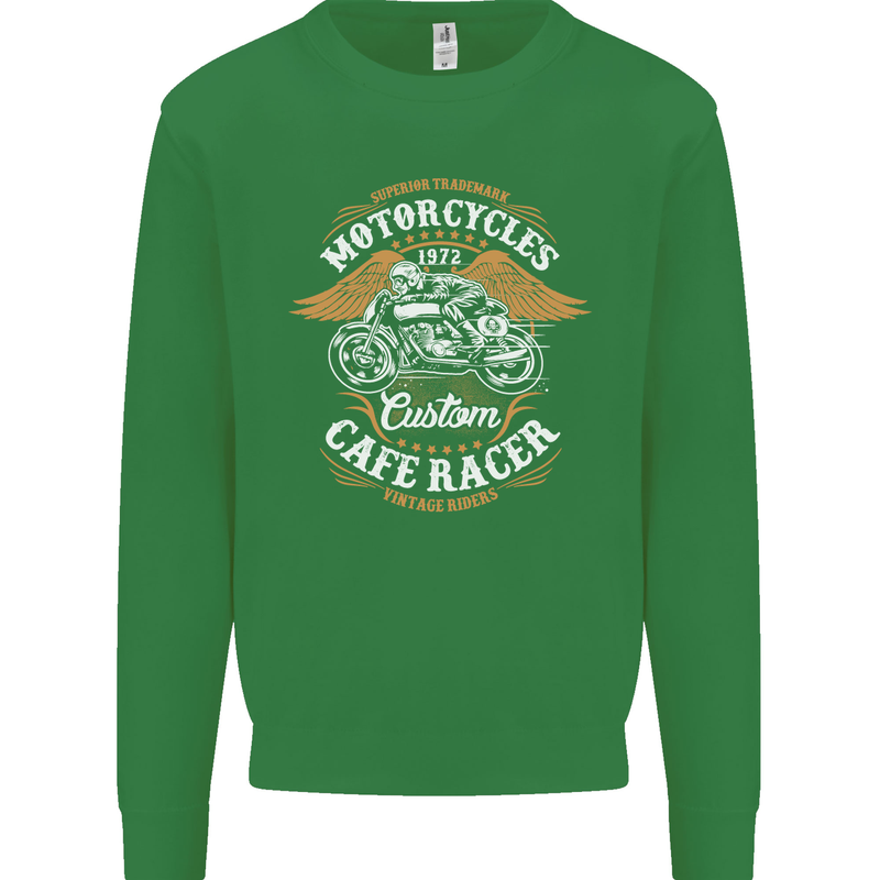 Biker Custom Cafe Racer Motorcycle Kids Sweatshirt Jumper Irish Green