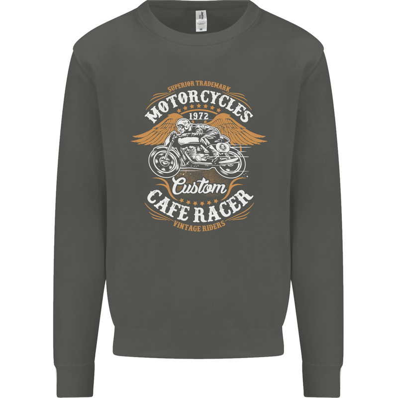 Biker Custom Cafe Racer Motorcycle Kids Sweatshirt Jumper Storm Grey