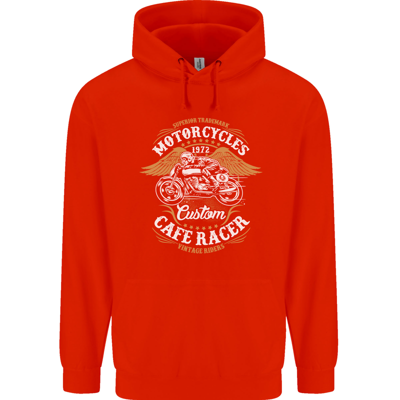 Biker Custom Cafe Racer Motorcycle Mens 80% Cotton Hoodie Bright Red