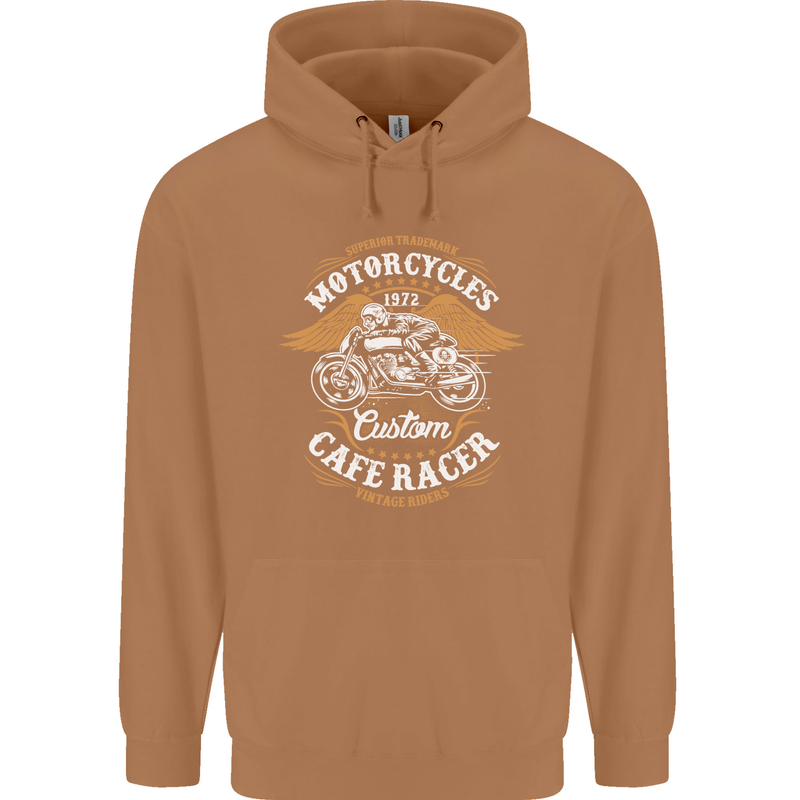 Biker Custom Cafe Racer Motorcycle Mens 80% Cotton Hoodie Caramel Latte