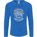 Biker Custom Cafe Racer Motorcycle Mens Long Sleeve T-Shirt Royal Blue