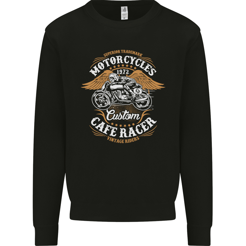 Biker Custom Cafe Racer Motorcycle Mens Sweatshirt Jumper Black