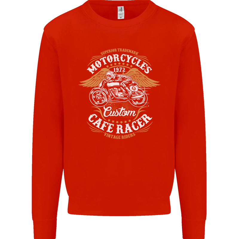 Biker Custom Cafe Racer Motorcycle Mens Sweatshirt Jumper Bright Red