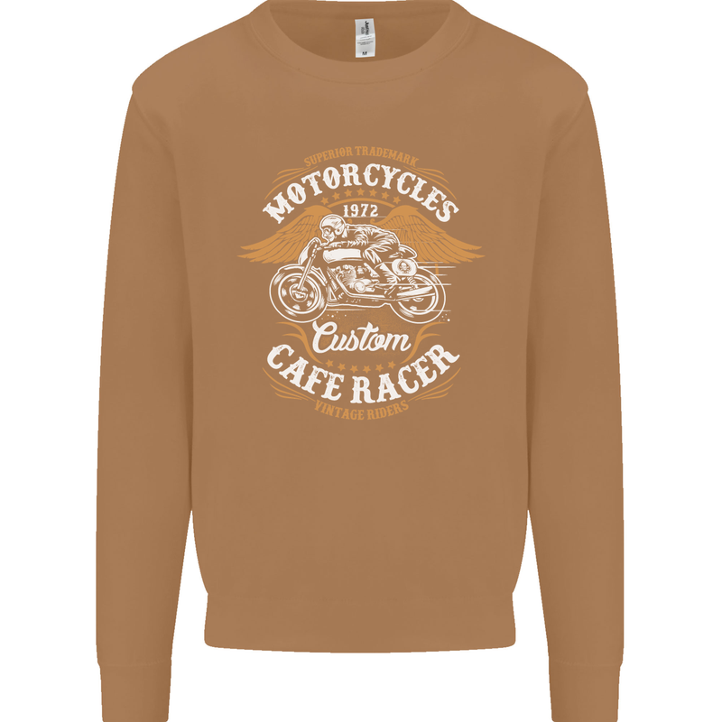 Biker Custom Cafe Racer Motorcycle Mens Sweatshirt Jumper Caramel Latte