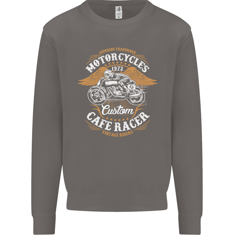 Biker Custom Cafe Racer Motorcycle Mens Sweatshirt Jumper Charcoal