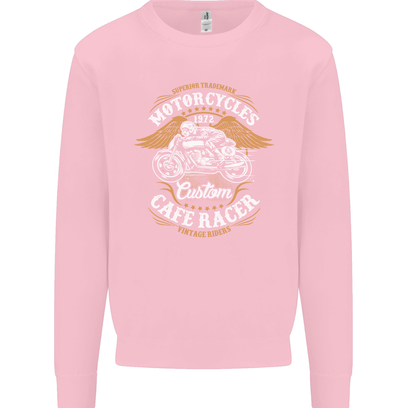 Biker Custom Cafe Racer Motorcycle Mens Sweatshirt Jumper Light Pink