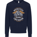 Biker Custom Cafe Racer Motorcycle Mens Sweatshirt Jumper Navy Blue