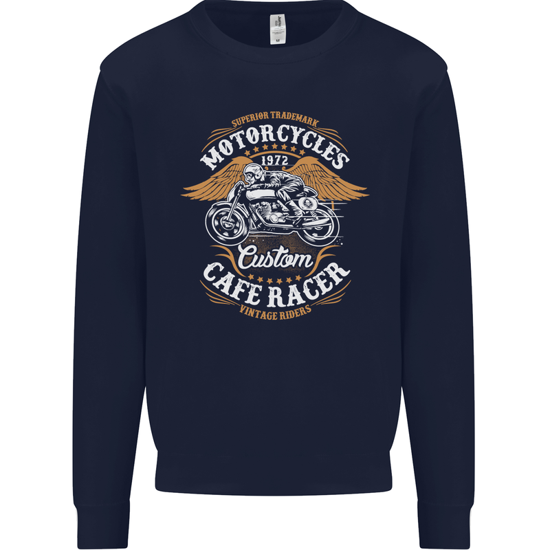 Biker Custom Cafe Racer Motorcycle Mens Sweatshirt Jumper Navy Blue