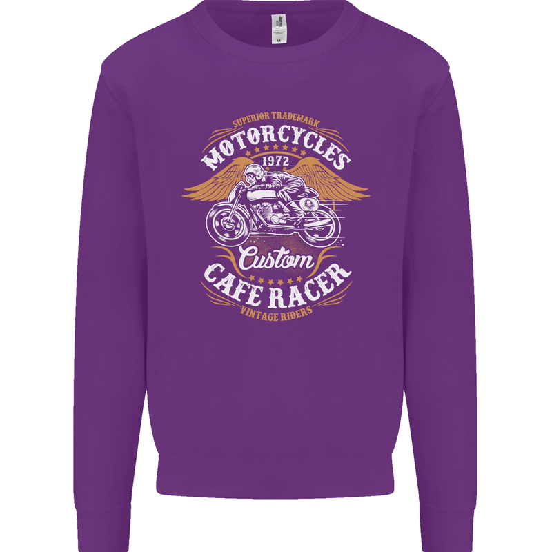Biker Custom Cafe Racer Motorcycle Mens Sweatshirt Jumper Purple