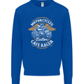 Biker Custom Cafe Racer Motorcycle Mens Sweatshirt Jumper Royal Blue