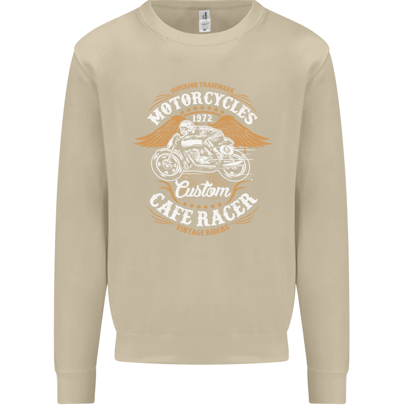 Biker Custom Cafe Racer Motorcycle Mens Sweatshirt Jumper Sand