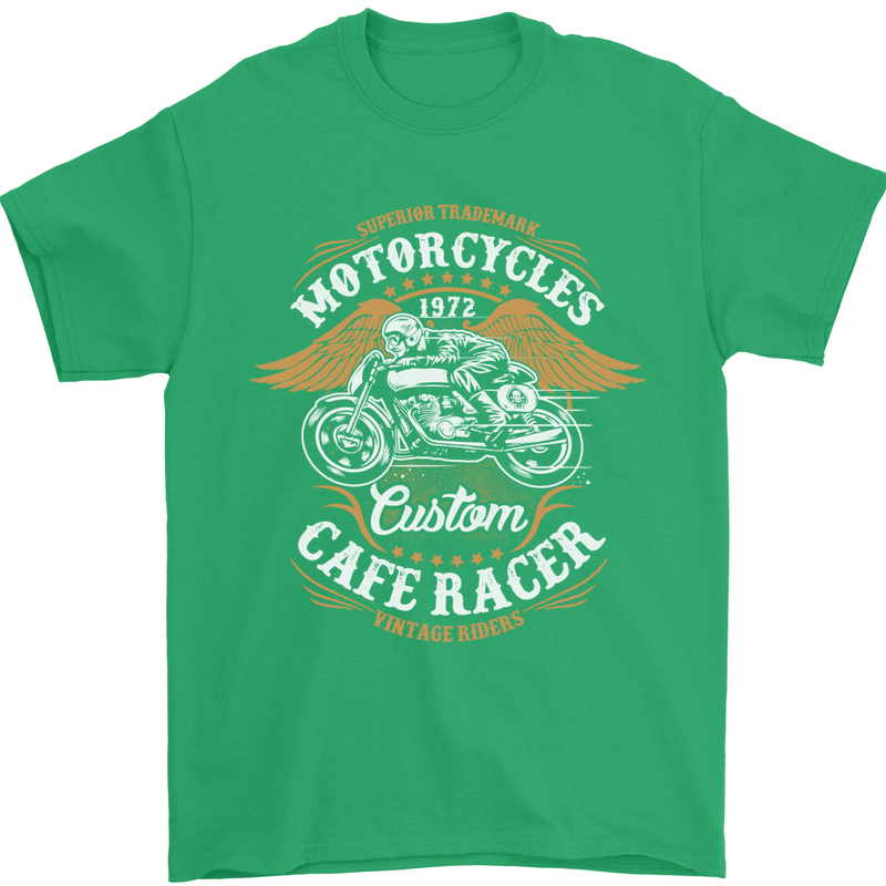 Biker Custom Cafe Racer Motorcycle Mens T-Shirt Cotton Gildan Irish Green
