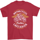 Biker Custom Cafe Racer Motorcycle Mens T-Shirt Cotton Gildan Red