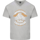 Biker Custom Cafe Racer Motorcycle Mens V-Neck Cotton T-Shirt Sports Grey