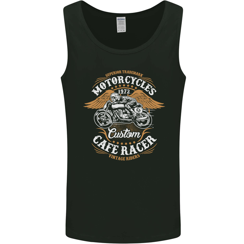 Biker Custom Cafe Racer Motorcycle Mens Vest Tank Top Black