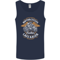 Biker Custom Cafe Racer Motorcycle Mens Vest Tank Top Navy Blue