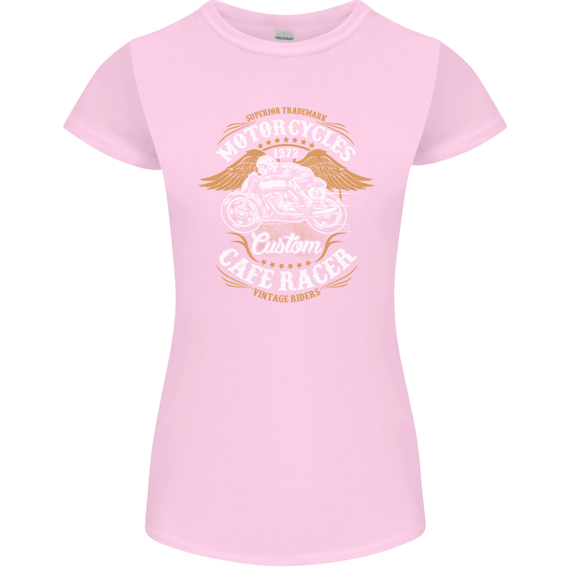 Biker Custom Cafe Racer Motorcycle Womens Petite Cut T-Shirt Light Pink
