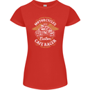 Biker Custom Cafe Racer Motorcycle Womens Petite Cut T-Shirt Red