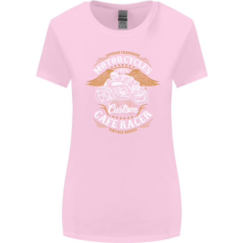 Biker Custom Cafe Racer Motorcycle Womens Wider Cut T-Shirt Light Pink