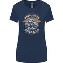 Biker Custom Cafe Racer Motorcycle Womens Wider Cut T-Shirt Navy Blue