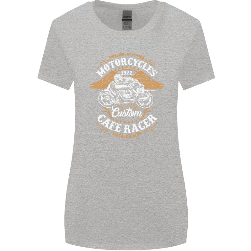 Biker Custom Cafe Racer Motorcycle Womens Wider Cut T-Shirt Sports Grey