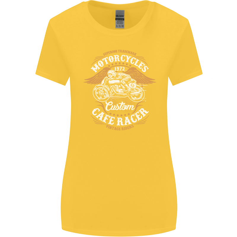 Biker Custom Cafe Racer Motorcycle Womens Wider Cut T-Shirt Yellow