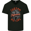 Biker Custom Cafe Racer Motors Motorbike Mens V-Neck Cotton T-Shirt Black