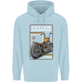 Biker Custom Chopper Motorbike Motorcycle Childrens Kids Hoodie Light Blue