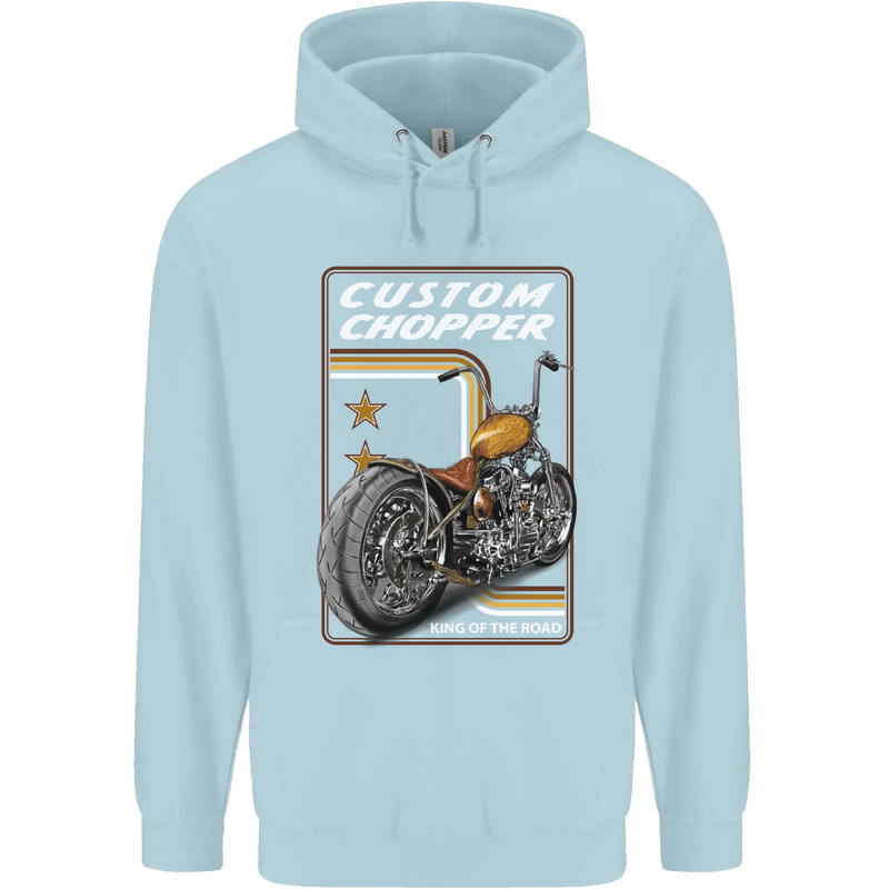 Biker Custom Chopper Motorbike Motorcycle Childrens Kids Hoodie Light Blue