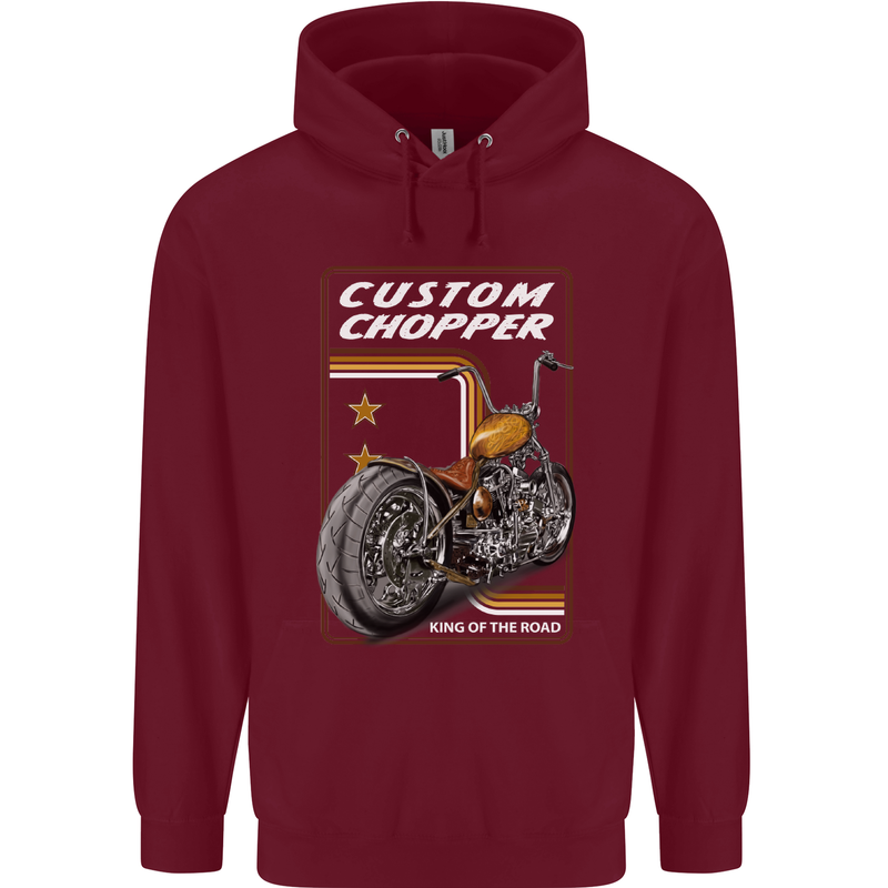 Biker Custom Chopper Motorbike Motorcycle Childrens Kids Hoodie Maroon