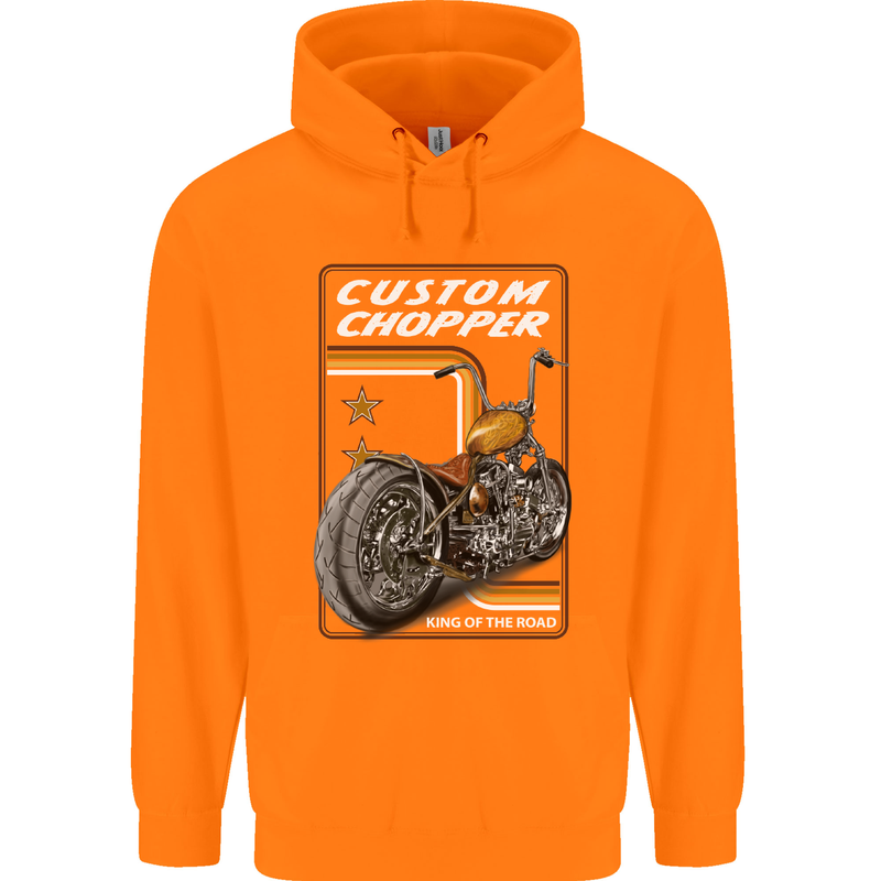 Biker Custom Chopper Motorbike Motorcycle Childrens Kids Hoodie Orange