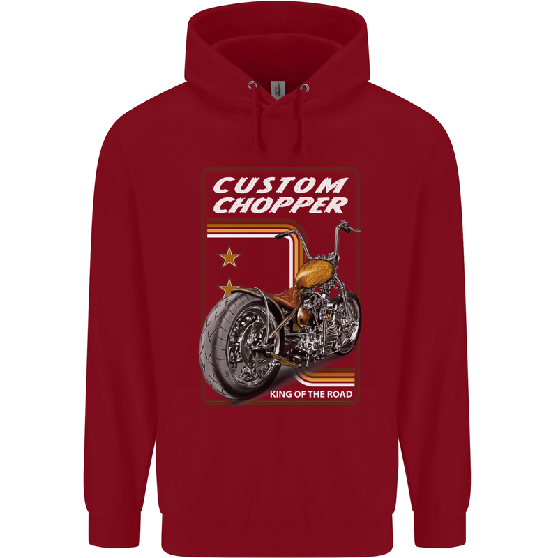 Biker Custom Chopper Motorbike Motorcycle Childrens Kids Hoodie Red