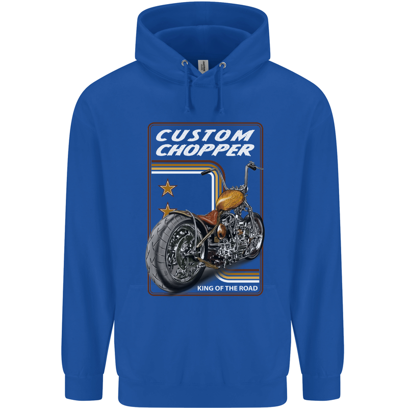 Biker Custom Chopper Motorbike Motorcycle Childrens Kids Hoodie Royal Blue