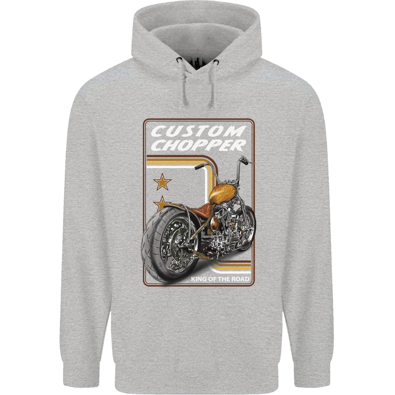 Biker Custom Chopper Motorbike Motorcycle Childrens Kids Hoodie Sports Grey