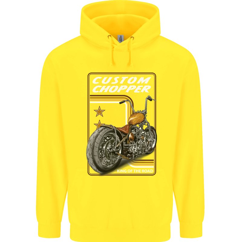 Biker Custom Chopper Motorbike Motorcycle Childrens Kids Hoodie Yellow