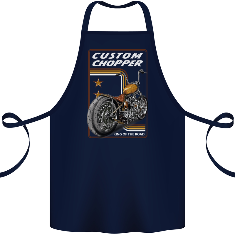 Biker Custom Chopper Motorbike Motorcycle Cotton Apron 100% Organic Navy Blue