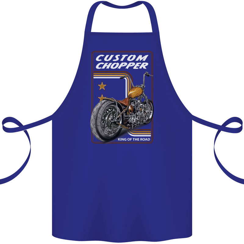 Biker Custom Chopper Motorbike Motorcycle Cotton Apron 100% Organic Royal Blue