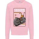Biker Custom Chopper Motorbike Motorcycle Kids Sweatshirt Jumper Light Pink