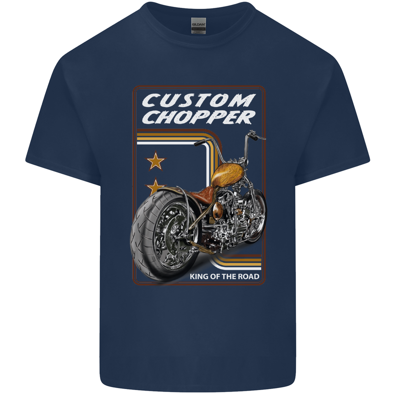 Biker Custom Chopper Motorbike Motorcycle Kids T-Shirt Childrens Navy Blue