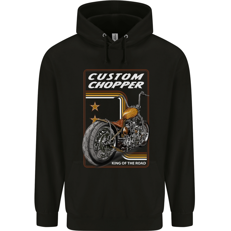 Biker Custom Chopper Motorbike Motorcycle Mens 80% Cotton Hoodie Black