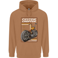 Biker Custom Chopper Motorbike Motorcycle Mens 80% Cotton Hoodie Caramel Latte