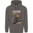 Biker Custom Chopper Motorbike Motorcycle Mens 80% Cotton Hoodie Charcoal