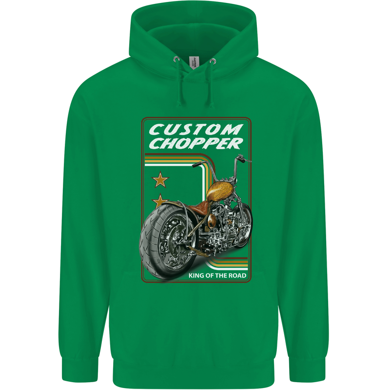 Biker Custom Chopper Motorbike Motorcycle Mens 80% Cotton Hoodie Irish Green